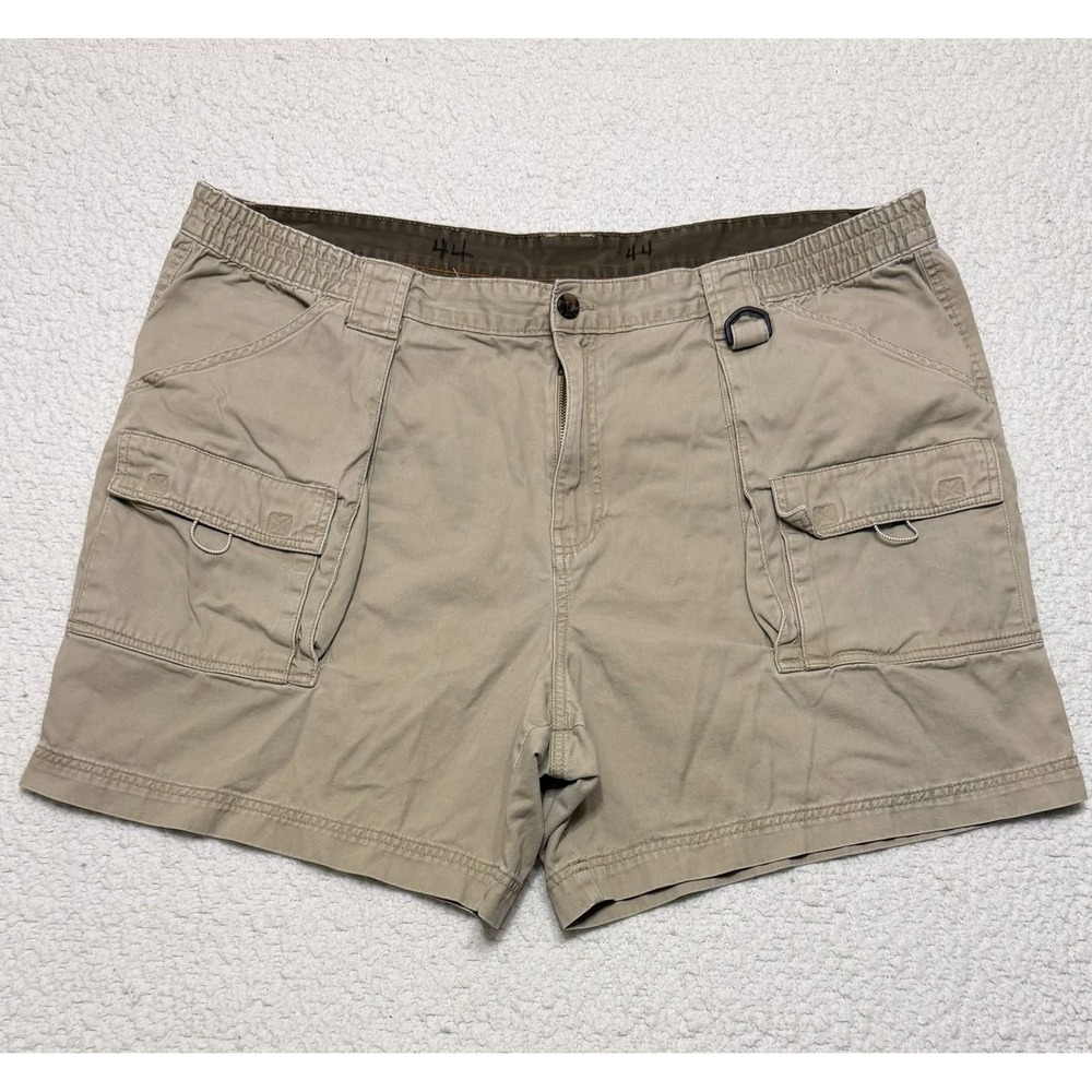 Outdoor Life Mens Cargo Shorts 44 Khaki Tan 100% Cotton Twill Casual Pockets